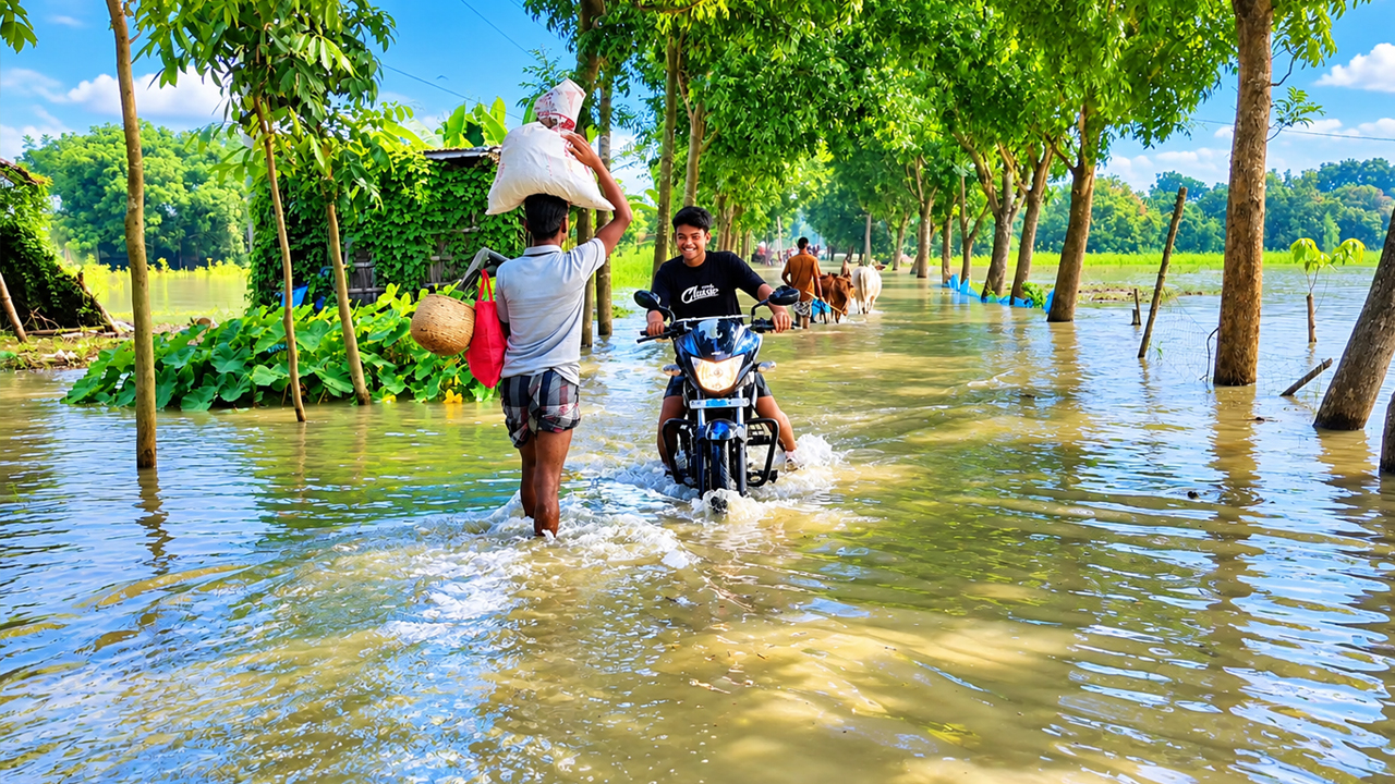 চাঁপাইনবাবগঞ্জের শিবগঞ্জ উপজেলার পানিবন্দী মানুষ